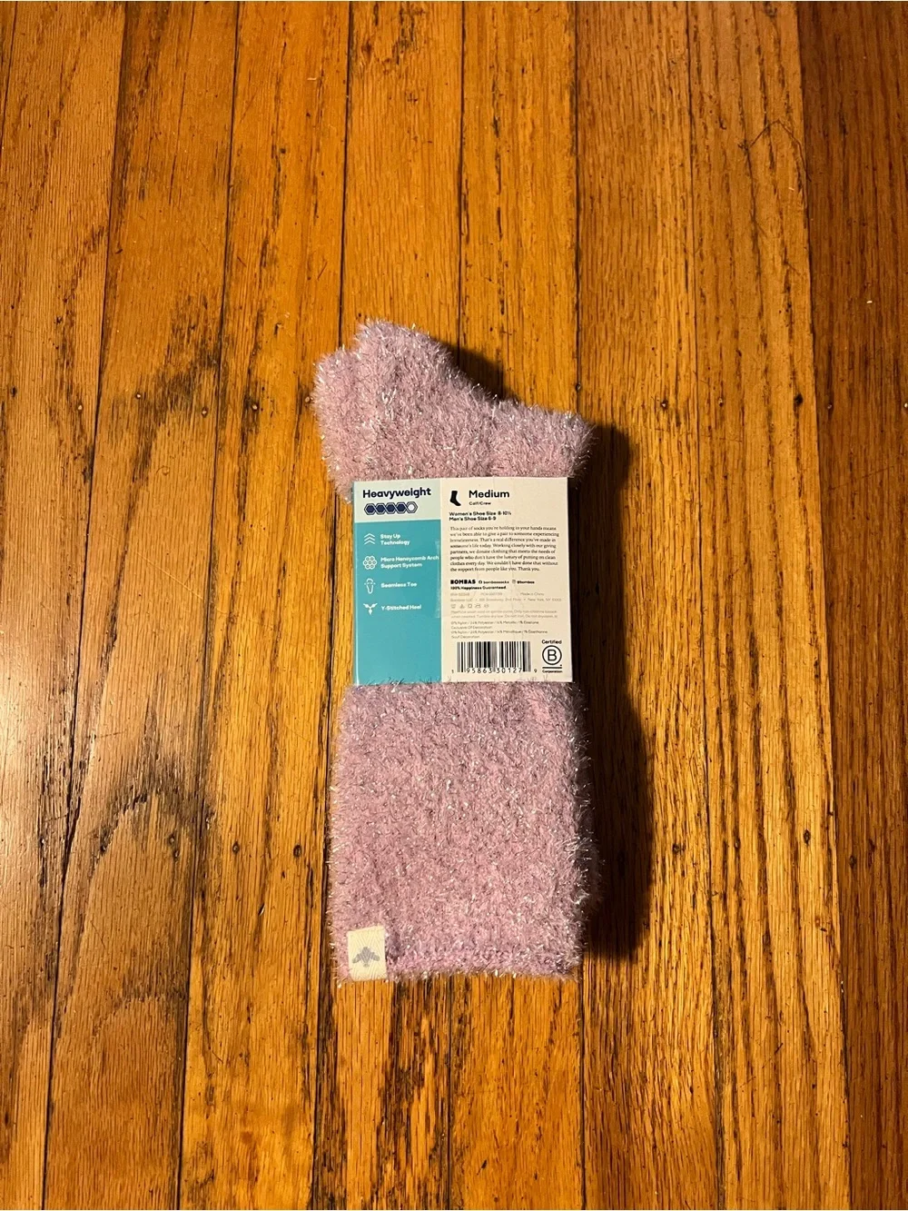 Bombas Women’s Fuzzy Calf Socks in Pink and Light Gray (2 pairs)